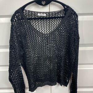 Punk Princess Grunge Goth Black Open Mesh Crop Sweater Fisher core Small SM